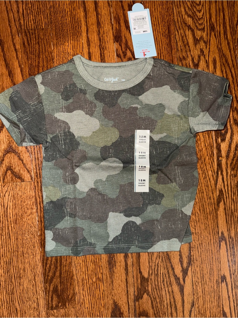 Cat & Jack Green Camouflage Short Sleeve Tee